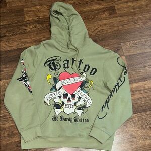 MEN Ed Hardy Green Graphic Sweatshirt